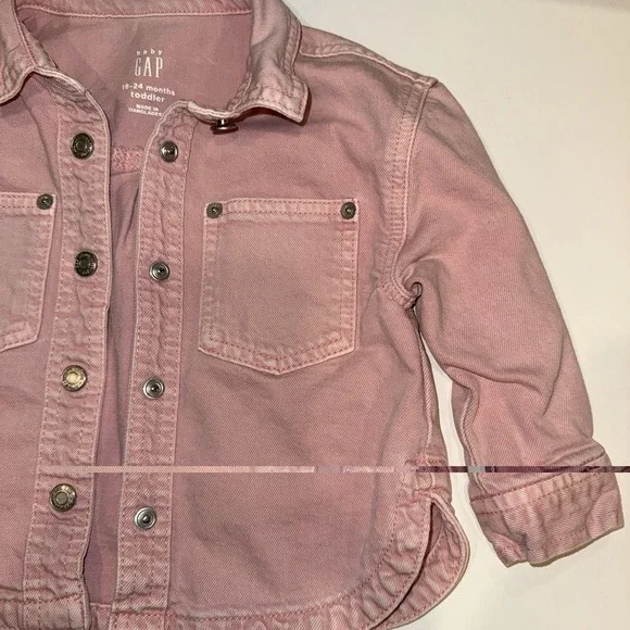Gap Baby Pink Denim Jean Jacket 18–24M Girls Collared Button Front Toddler