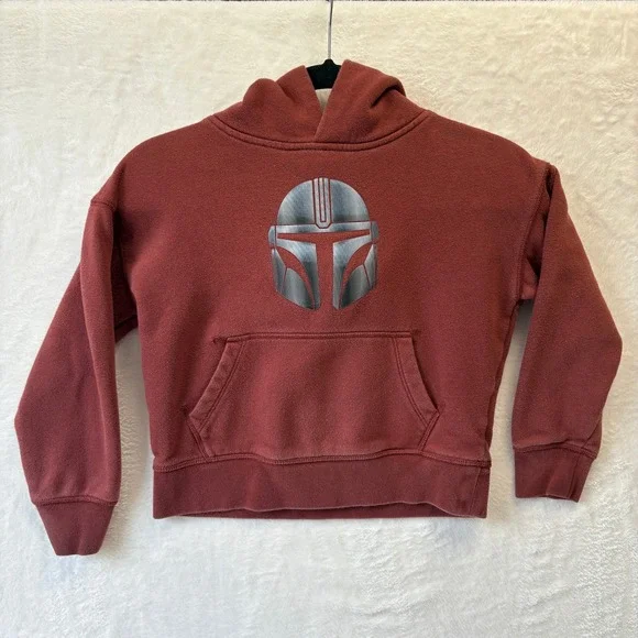 GAP Star Wars Mandalorian Hoodie Kids Size Small‎ Dark Red Pullover Graphic