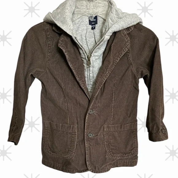 Baby Gap Brown Corduroy Blazer with attached Gray Hoodie Jacket.  Size 5T
