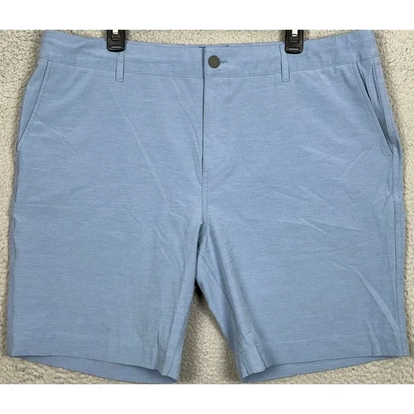 Faherty All Day Shorts Mens 38 Light Blue Hybrid Stretch Quick Dry Flat Front