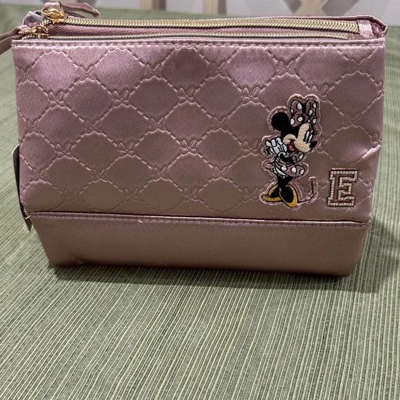 Disney Minnie Mouse Quilted Cosmetic Bag - Pink and Gold