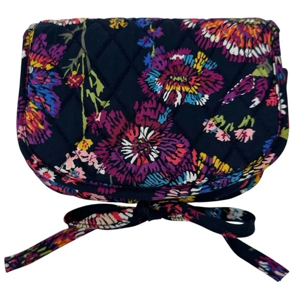 Vera Bradley Midnight Wildflowers Cosmetic Toiletries Travel Bag