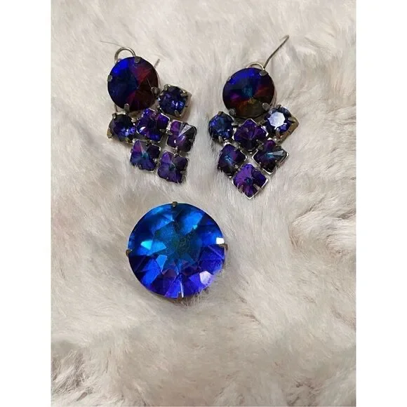 Custom Made Jewelry Set Rhinestone Earrings with Matching Statement Ring