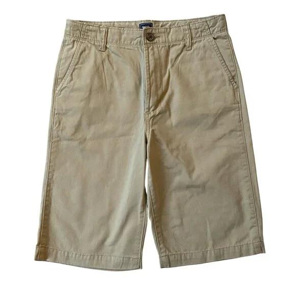 Gap Kids Boys 16 REG khaki tan chino shorts button zip adjustable waist pockets