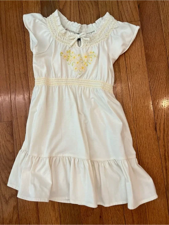 GAP Cream Dress (2T) with Yellow Floral Embroidery