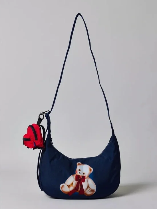 NWT BAGGU UO Exclusive Teddy Bear Medium Nylon Crescent Bag