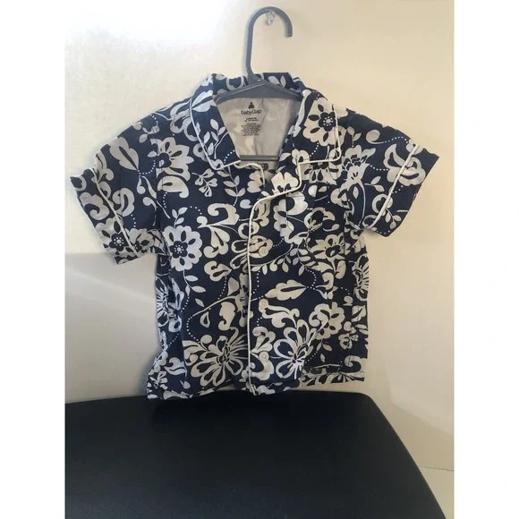Baby Gap‎ Toddler Boys 18–24M Navy Cotton Hawaiian Aloha Button Shirt