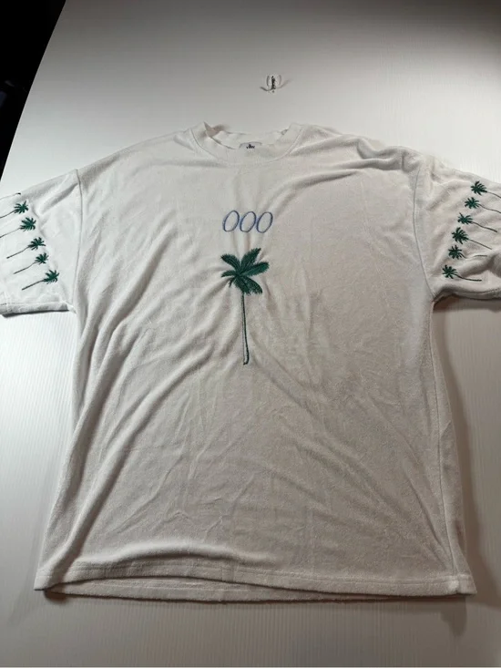 YLLW THE LABEL: 000 Palm Embroidered White Matching Set