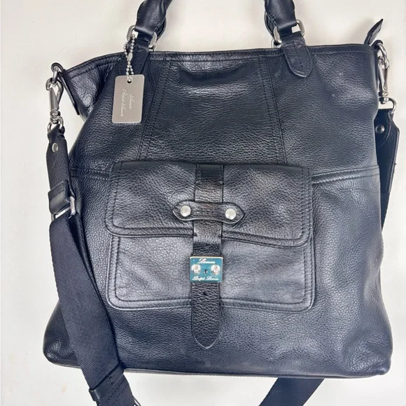 Rare RALPH LAUREN Governors Lodge bag in black leather-LG crossbody messenger