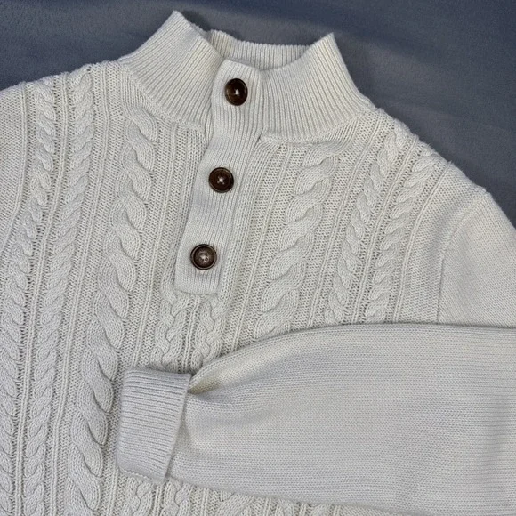 Gap Kids Boy Or Girl's Ivory‎ Cable Knit Cotton Cardigan Sweater, Sz. 14-16