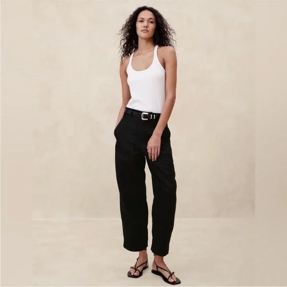 NWT! Banana Republic Black Mya Cotton-Linen Cargo Pant - Multiple Sizes🩷