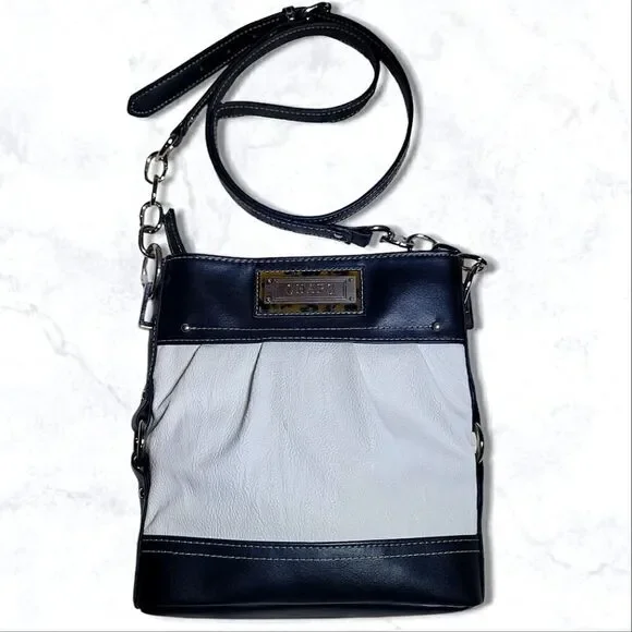 Chaps Colorblock Black & White Faux Leather Crossbody