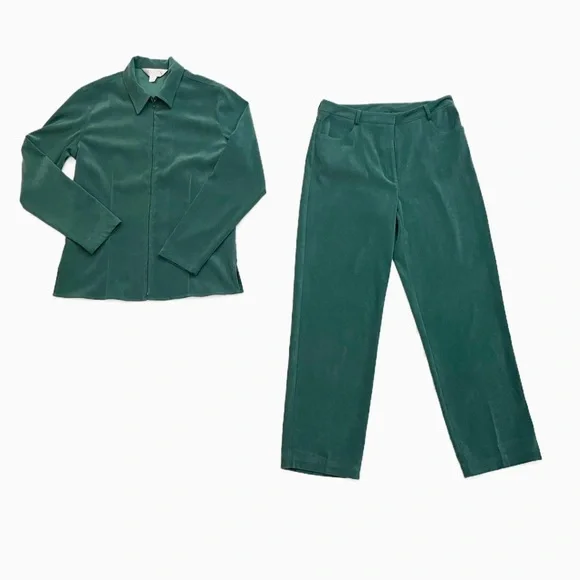 Green‎ Jacket and Pants Matching Set Casual Corner Y2K Size 6/Small