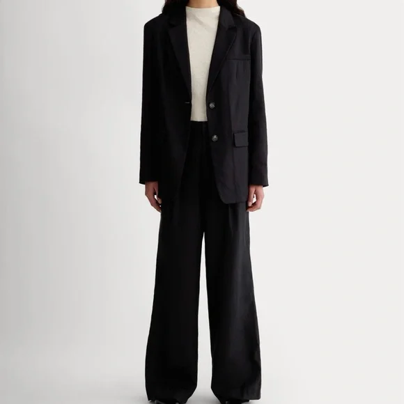 NEW WITH TAGS Everlane Black Linen‎ Way High Drape Pants in Size 14