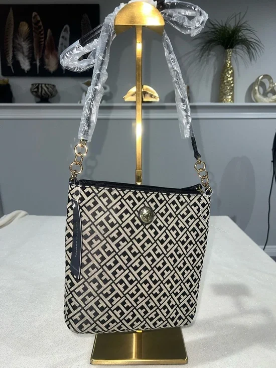 Tommy Hilfiger monogram crossbody bag, in black and beige NWT