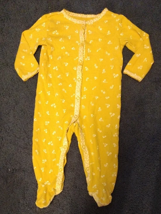 Carter's Yellow Floral Footed One-Piece