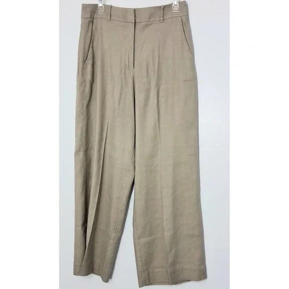 Everlane Pants Size 6 The Way-High Drape Pant Brown Wide Leg Linen Blend Pre-own