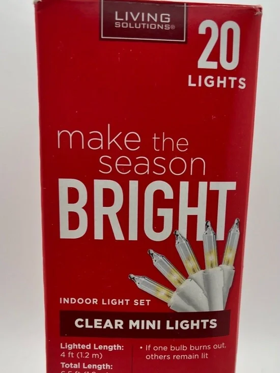 Living Solutions 20 Clear w/ White Wire Mini Lights Indoor Light set 4ft