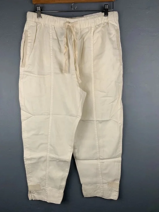 Zara Women's Sz Large Cream The Balloon Linen Blend Trousers