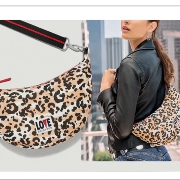Brighton Spotted Love Swing Bag Leopard Print Crossbody Adjustable Strap OS
