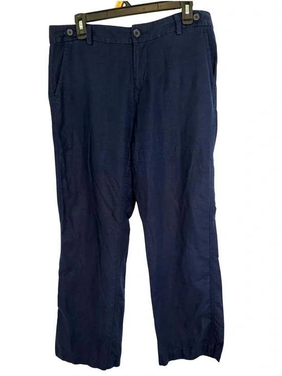 Banana Republic Navy Blue Linen Blend Wide Leg Pants