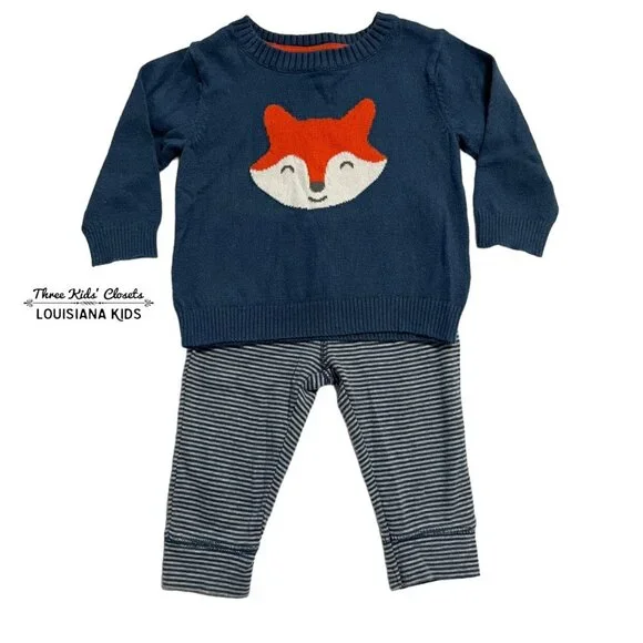 Carter's 6m Fox Sweater & Striped Pants Set