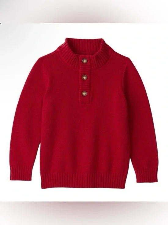 Carter’s Toddler Red Cotton Sweater Size 3T Buttons Crew Neck Holiday Winter