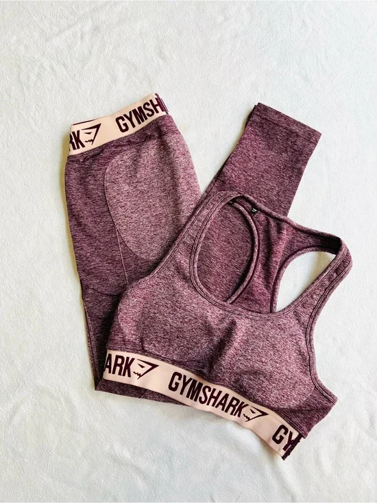 Gymshark Flex Matching Set Ruby Marl Leggings & Sports Bra Size L