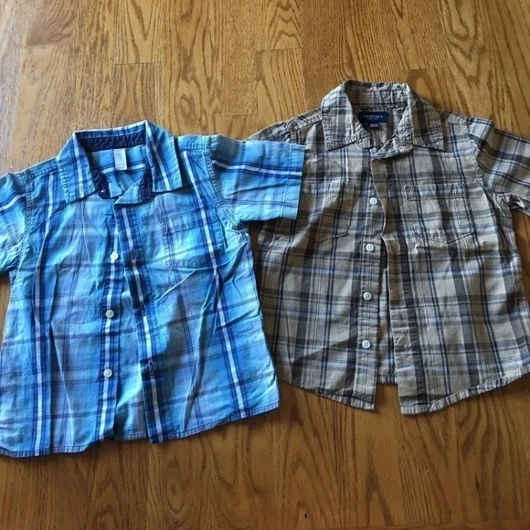 2 Boys button up short sleeve shirts.  One carters one Sonoma Easter Size 5/6