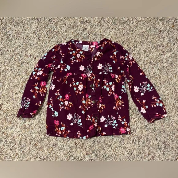 Girls‎ 3T Carter's Burgundy Floral Shirt, top