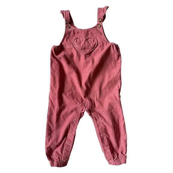 Carters Just One You Pink Corduroy Overall Dress Baby Girl 12M Ruffle Jumper