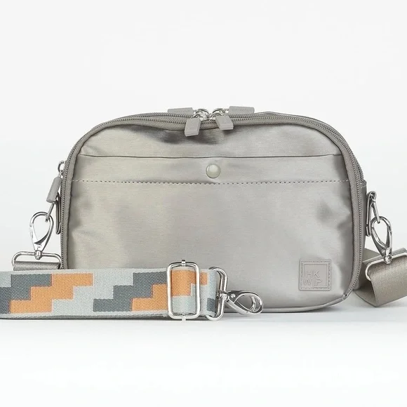 IHKWIP‎ Day to Day Metallic Stone Gray Convertible Crossbody w Two Straps