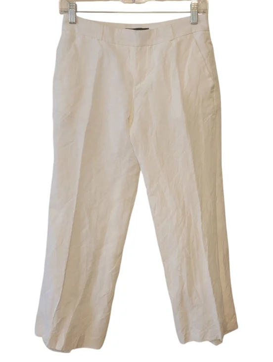 Banana Republic White Linen-blend Blake Pleated Trouser Pants Size 00‎ Petite