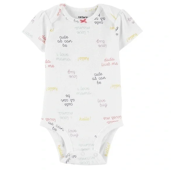 NWT. CARTER’S White Baby Onesie with Colorful Text