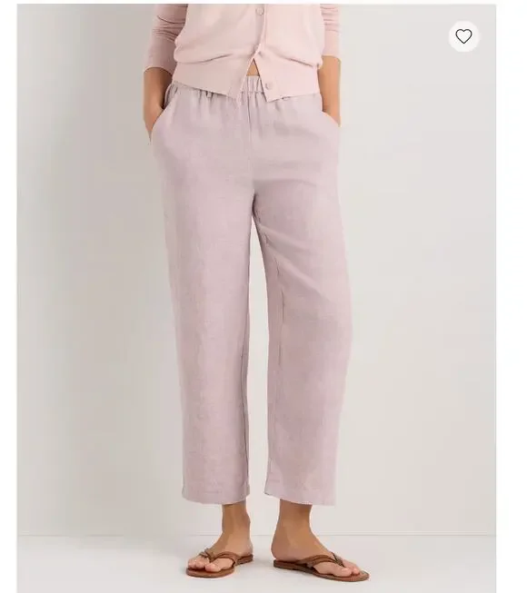 Quince 100% European Linen Pants Pink Chambray Women's Size Large