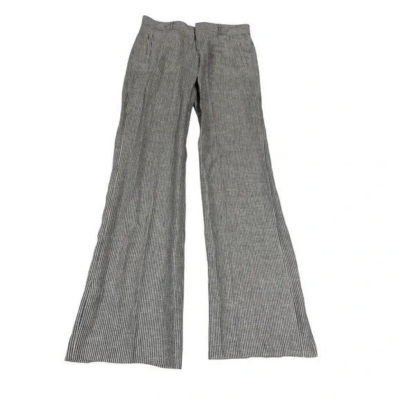 Banana Republic Trouser No. 718 Martin Fit Pants Women Size 8L Blue White Linen