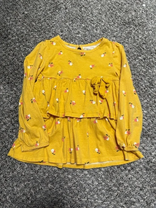 Carter's Mustard Yellow Floral Ruffle Long-Sleeve Top