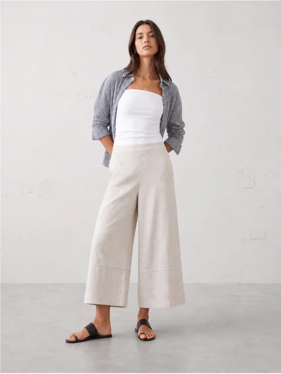 NWT! Banana Republic Wide-Leg High-Rise Linen-Blend Cropped Pant 📀1️⃣2️⃣