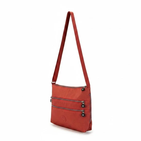 Kipling Alvar Crossbody Bag Coral Pink Nylon Multi-Pocket Travel Shoulder READ