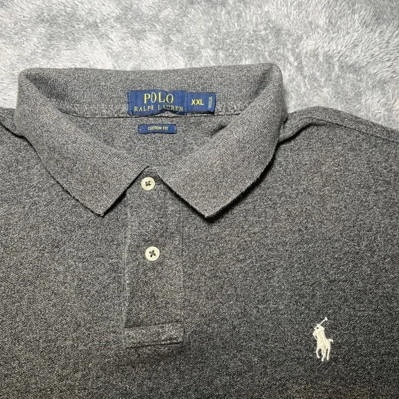 Polo Ralph Lauren Men's 2XL Custom Fit Grey Short Sleeve Shirt White Pony