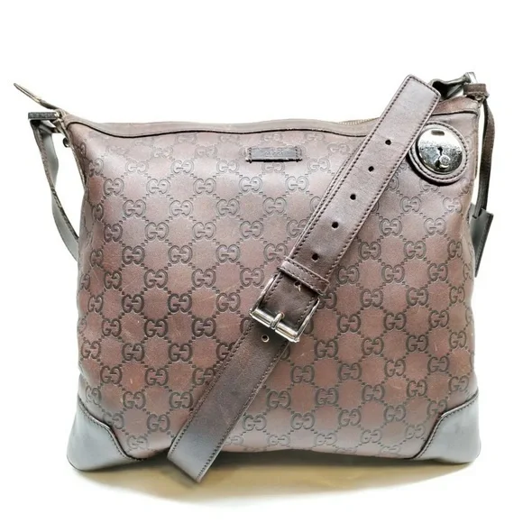 Gucci GG Brown Leather Crossbody Bag