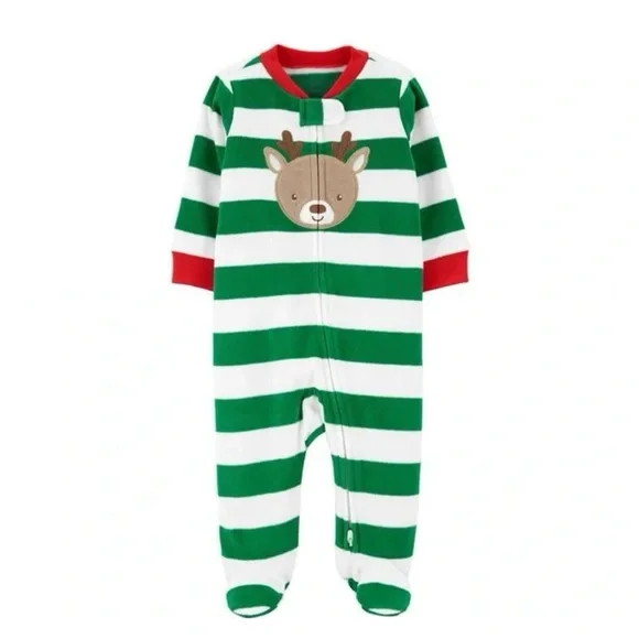 Carter’s Baby Reindeer 2-Way Zip Cotton Sleep & Play Pajamas | 3M
