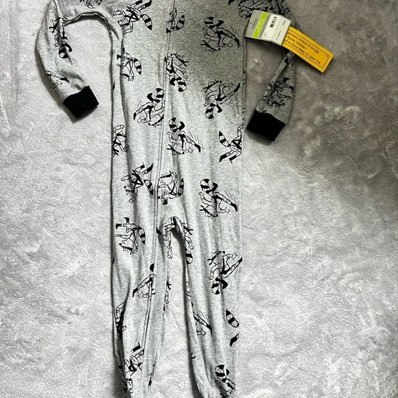 Carter's Gray One Piece with Black Details Zip Footie Pajamas 4T​