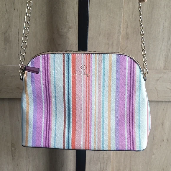 (J9) Nanette Lepore Multicolor Striped Crossbody Bag
