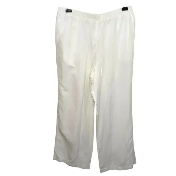 H&M Linen Blend Wide Leg Pants Womens Sz XL New Drawstring Waist Pull On Lounge