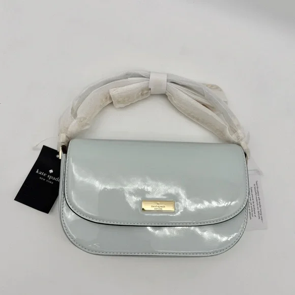 Kate Spade Krista Patent Chain Crossbody Hazy Morning Blue Gold