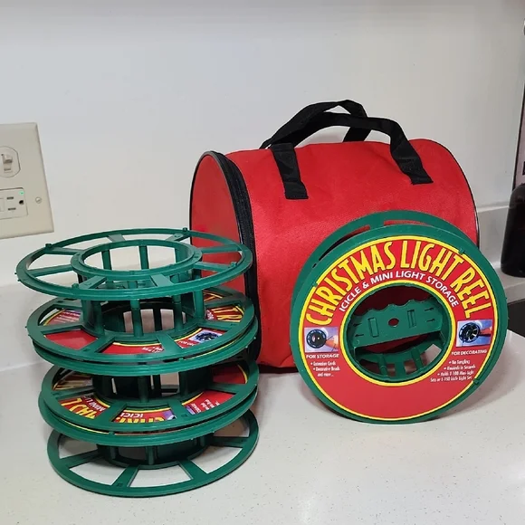 Christmas Light 4 Reel Storage Set - Red and Green.New No Tags