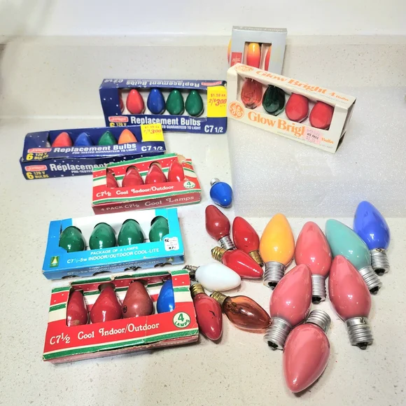 Vintage Christmas Light Bulbs Set Of 45 Replacement Bulbs