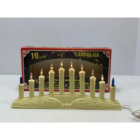 Vintage 10 Lite Midget Bulbs Candolier Electric Yuletide Concepts Christmas 1987