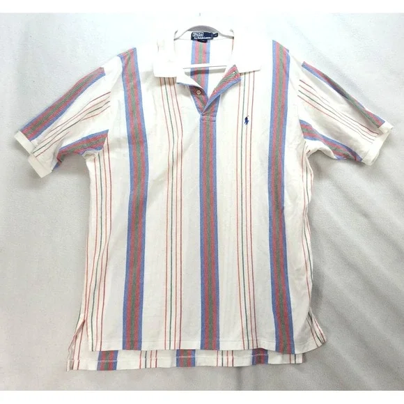 Polo Ralph Lauren Mens Polo Shirt Sz XL Multicolor Stripe Blue Pony Old Money‎